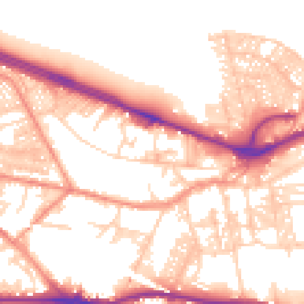 Daytime road noise heatmap for LS12 3NY