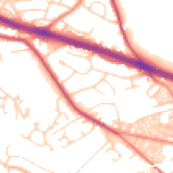 Daytime road noise heatmap for LS12 3QB