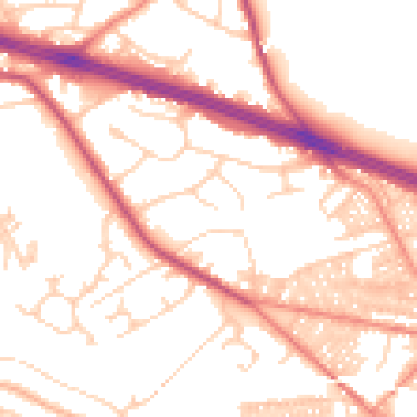 Daytime road noise heatmap for LS12 3QD