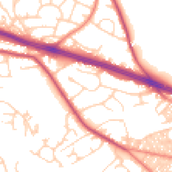 Daytime road noise heatmap for LS12 3QH