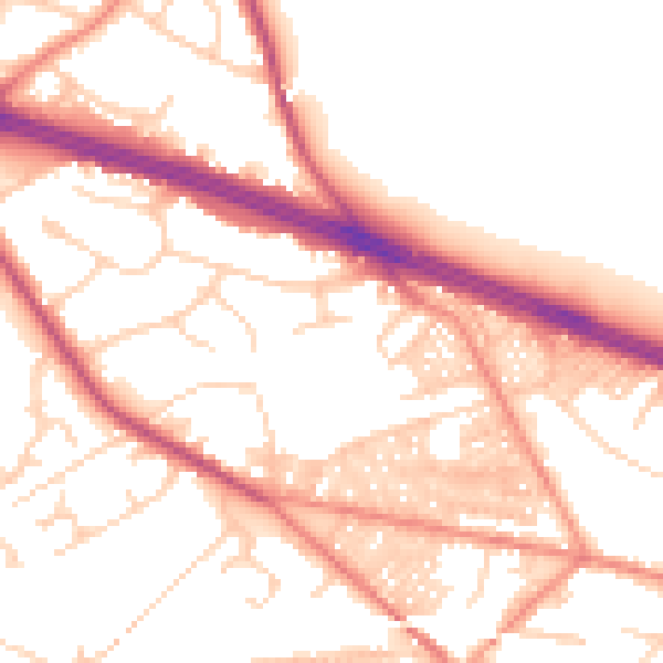Daytime road noise heatmap for LS12 3QP