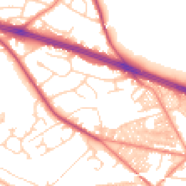 Daytime road noise heatmap for LS12 3QW