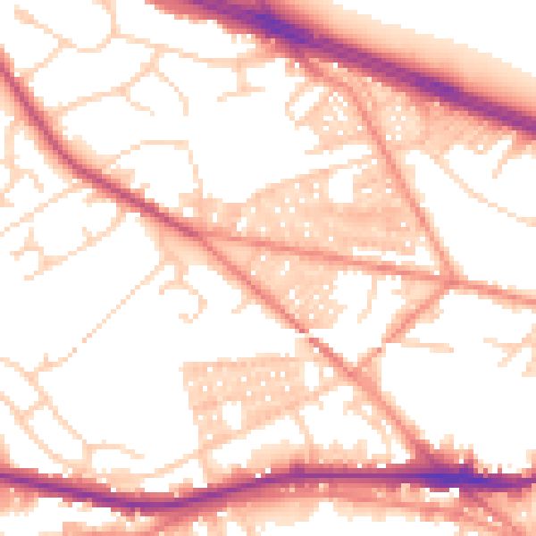 Daytime road noise heatmap for LS12 3QY