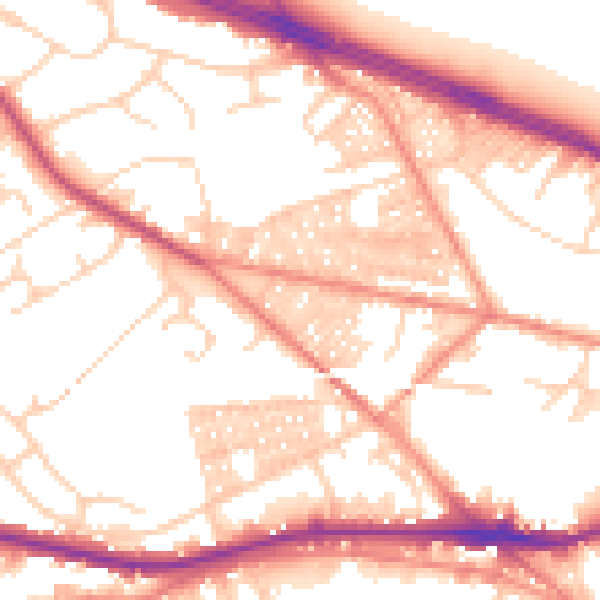 Daytime road noise heatmap for LS12 3QZ