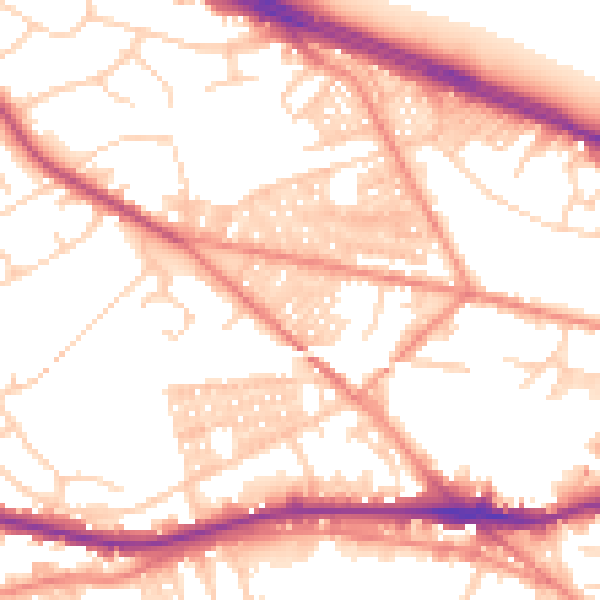 Daytime road noise heatmap for LS12 3RB