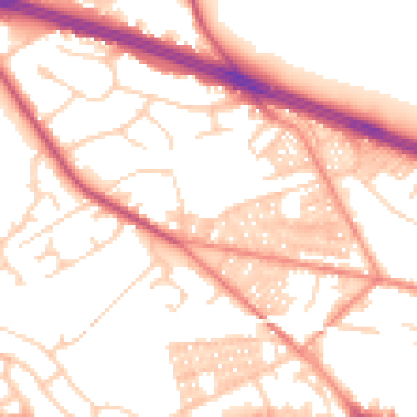 Daytime road noise heatmap for LS12 3RU