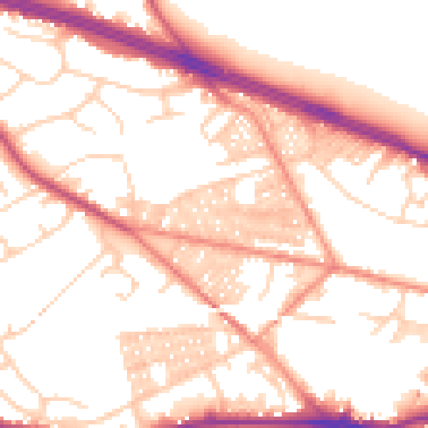 Daytime road noise heatmap for LS12 3RW