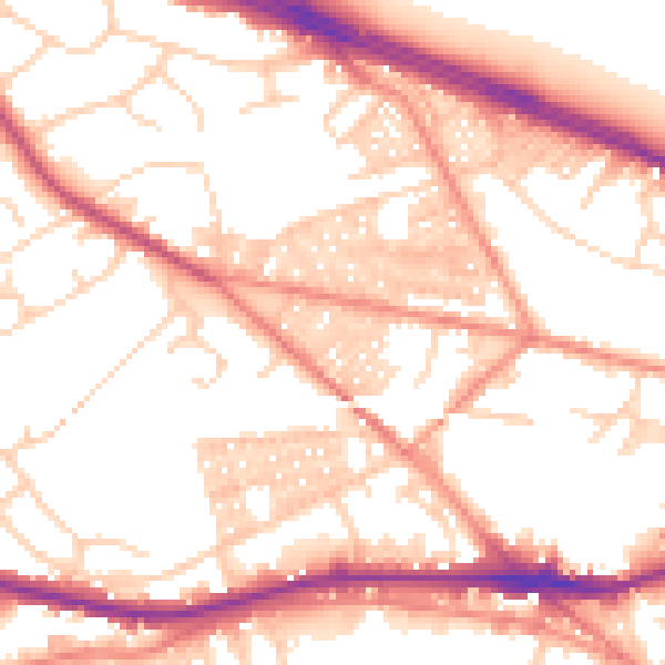 Daytime road noise heatmap for LS12 3SB