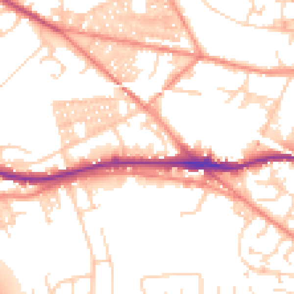 Daytime road noise heatmap for LS12 3TJ