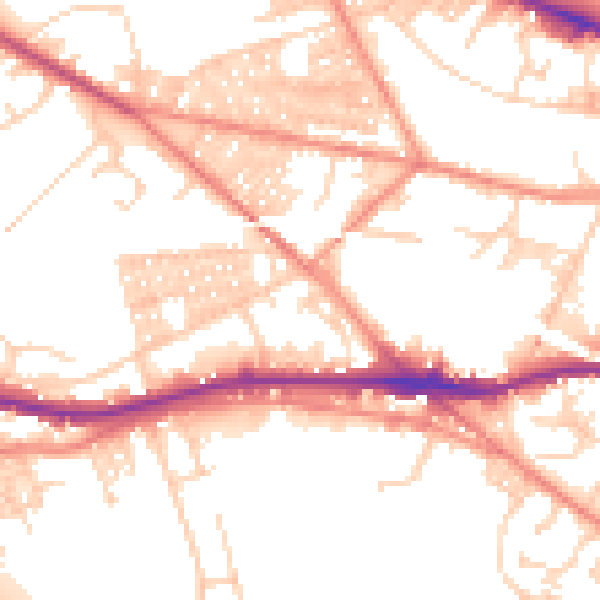 Daytime road noise heatmap for LS12 3TL