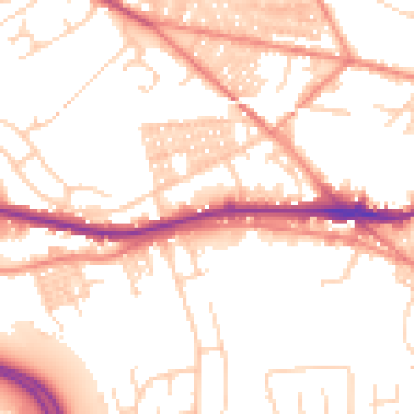 Daytime road noise heatmap for LS12 3TN