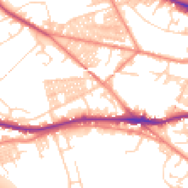 Daytime road noise heatmap for LS12 3TW