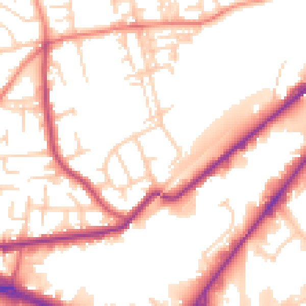 Daytime road noise heatmap for LS12 4AZ
