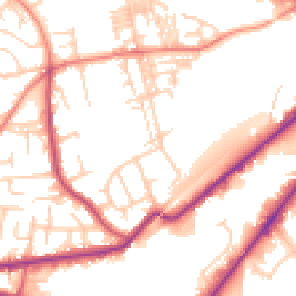 Daytime road noise heatmap for LS12 4BA