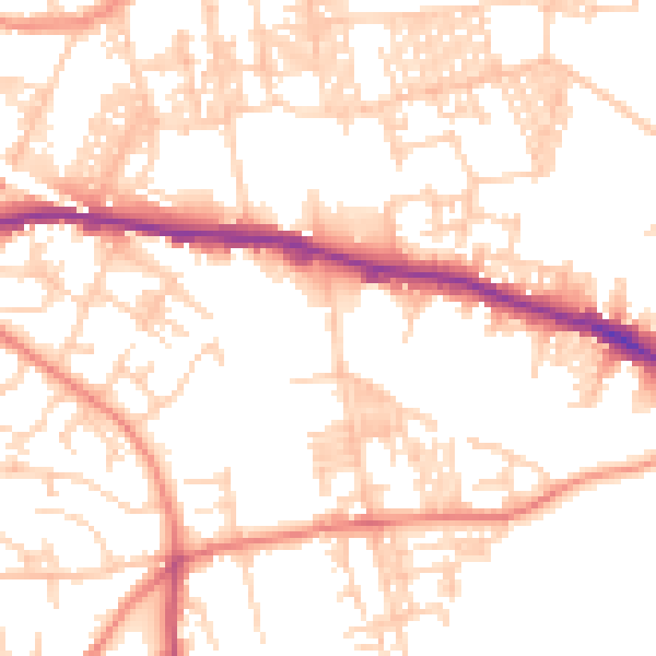 Daytime road noise heatmap for LS12 4BD