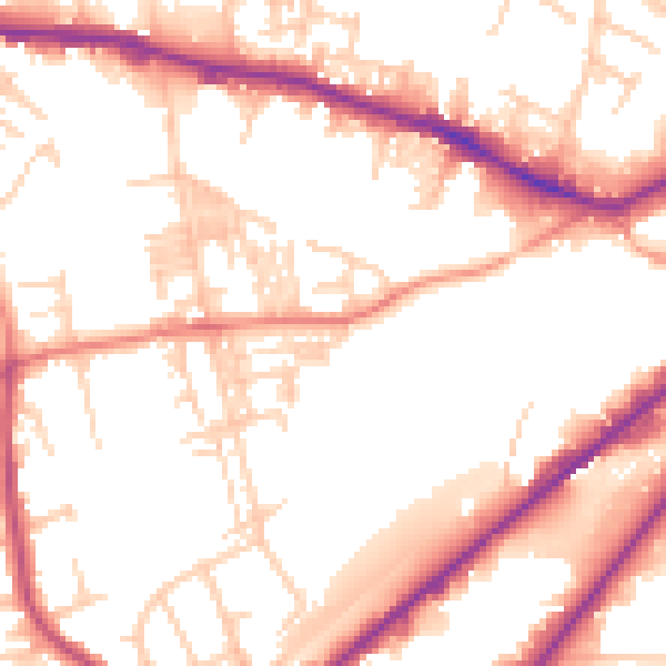 Daytime road noise heatmap for LS12 4DW