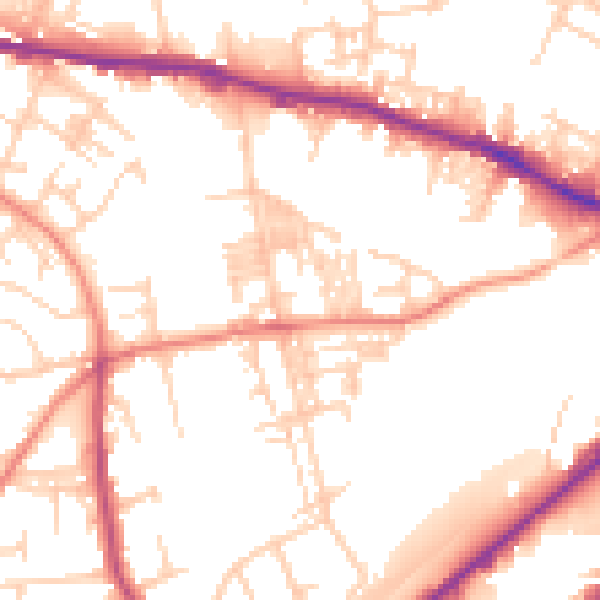 Daytime road noise heatmap for LS12 4EB