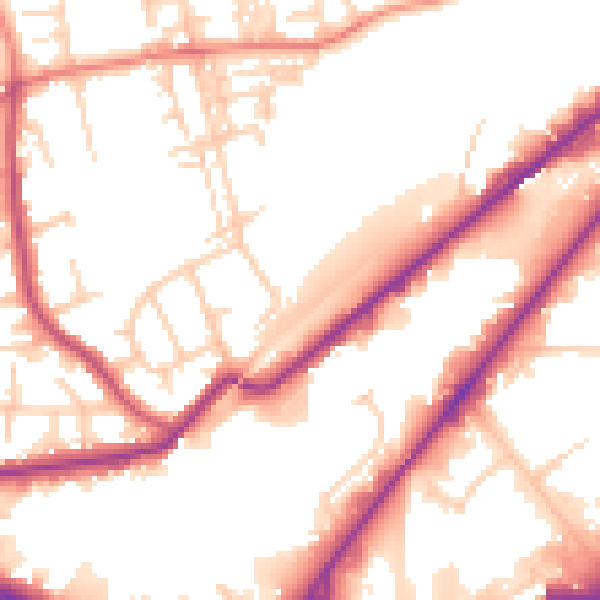 Daytime road noise heatmap for LS12 4EG