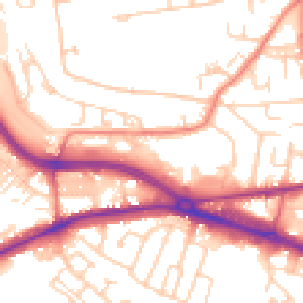 Daytime road noise heatmap for LS12 4EL