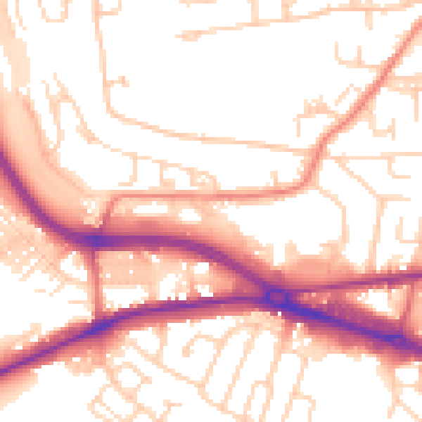 Daytime road noise heatmap for LS12 4EP