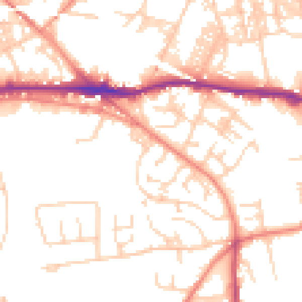 Daytime road noise heatmap for LS12 4ES