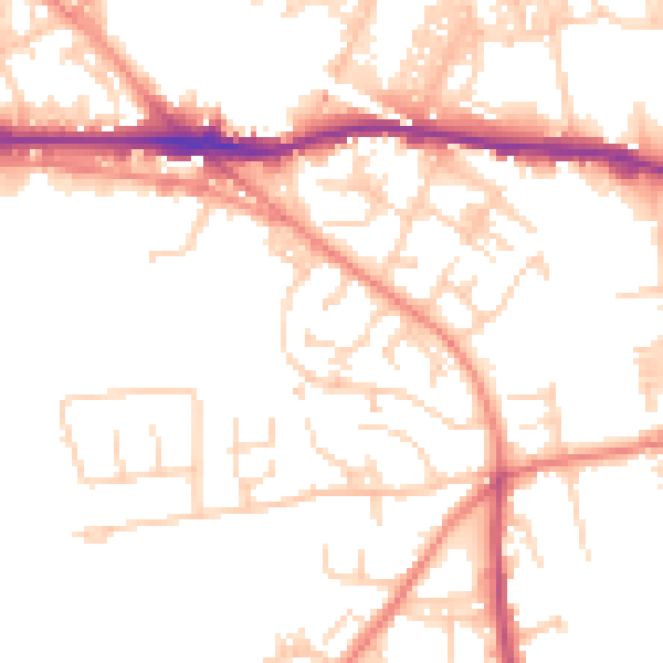 Daytime road noise heatmap for LS12 4EW
