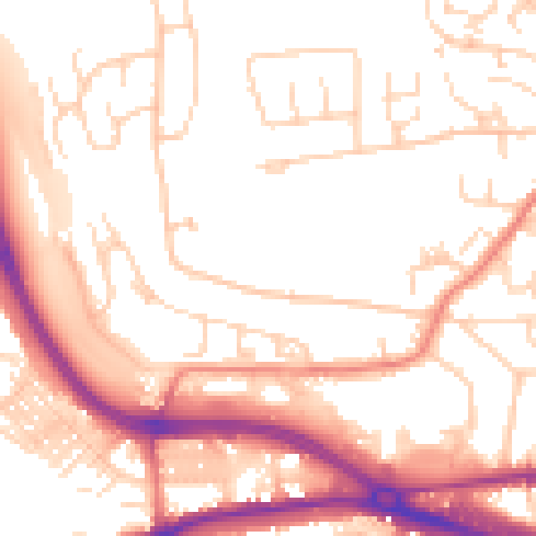 Daytime road noise heatmap for LS12 4FG