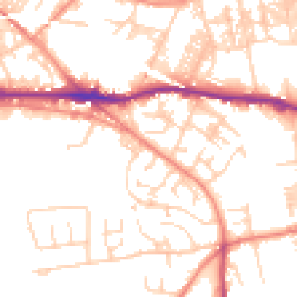 Daytime road noise heatmap for LS12 4JN