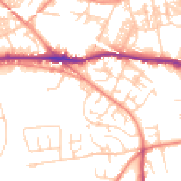 Daytime road noise heatmap for LS12 4JP