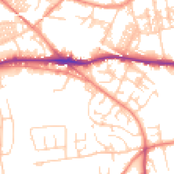 Daytime road noise heatmap for LS12 4JS