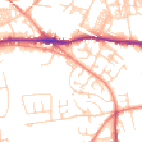 Daytime road noise heatmap for LS12 4JW