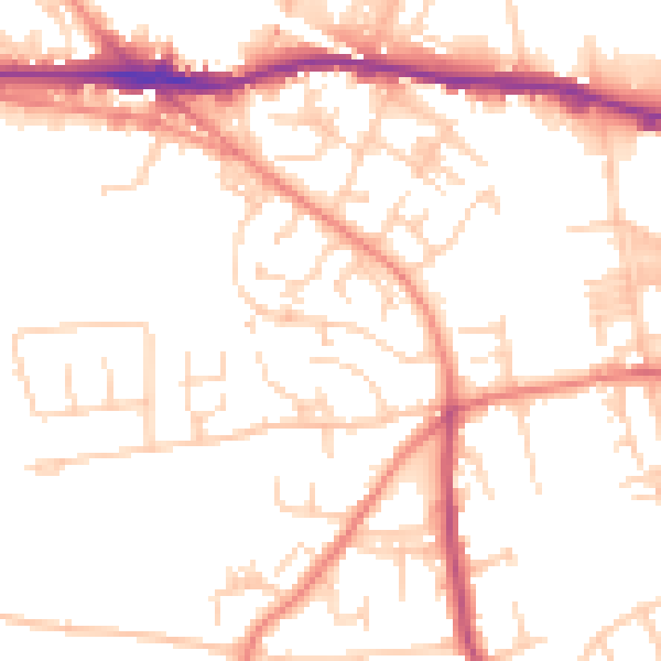Daytime road noise heatmap for LS12 4LA