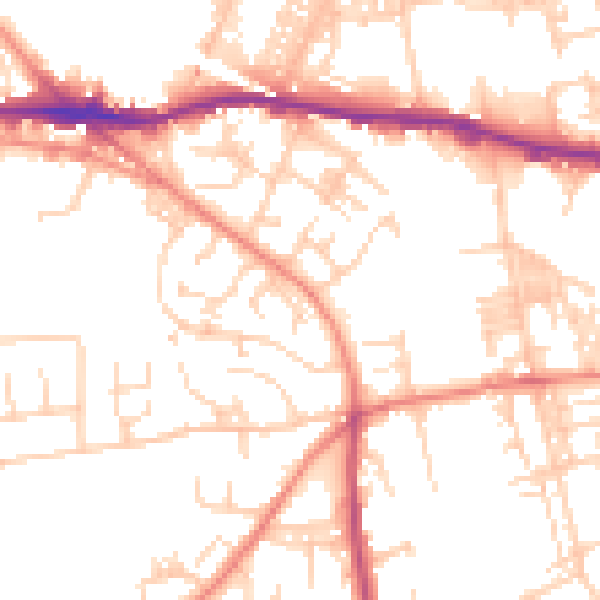 Daytime road noise heatmap for LS12 4LP