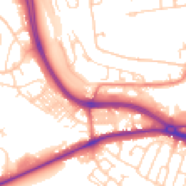Daytime road noise heatmap for LS12 4RN
