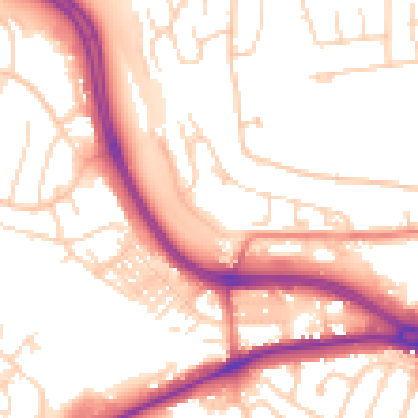 Daytime road noise heatmap for LS12 4TL