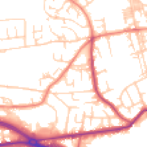 Daytime road noise heatmap for LS12 4UX