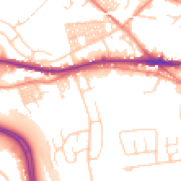 Daytime road noise heatmap for LS12 4WA