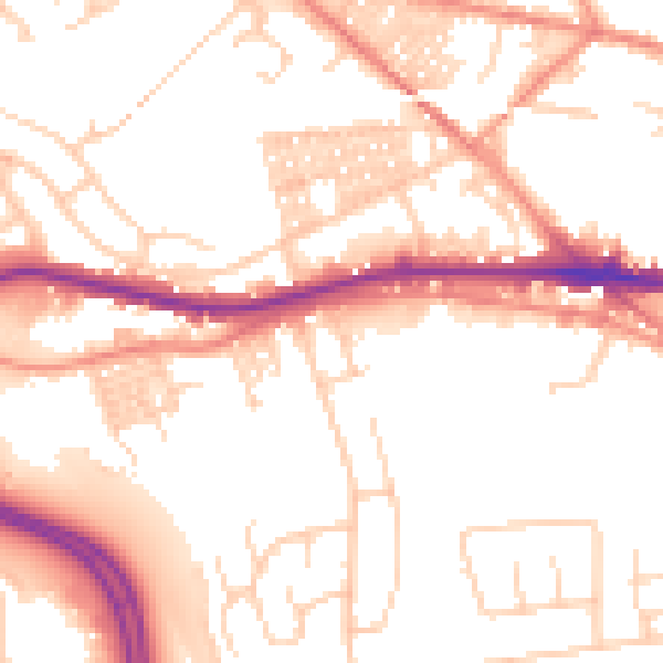 Daytime road noise heatmap for LS12 4WB