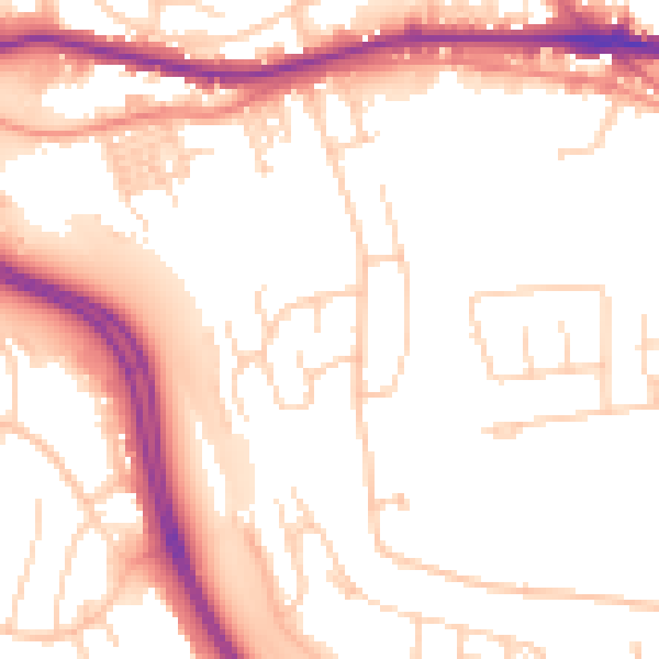 Daytime road noise heatmap for LS12 4XE