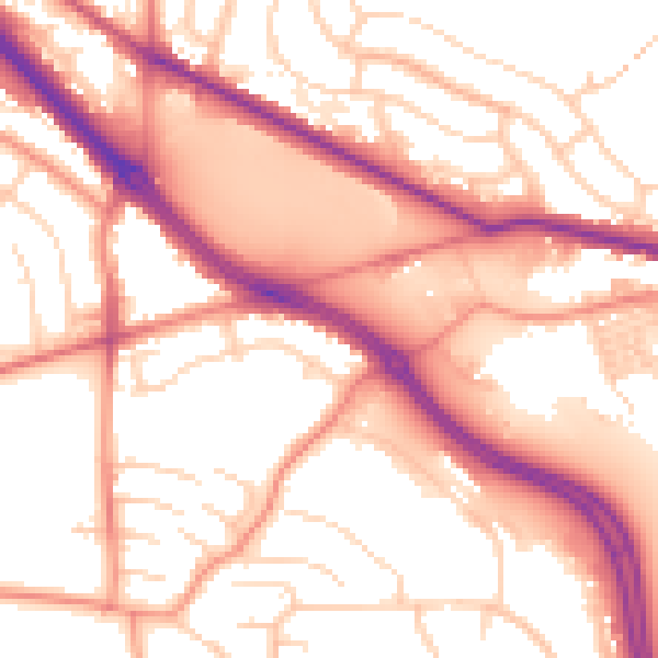Daytime road noise heatmap for LS12 5AS