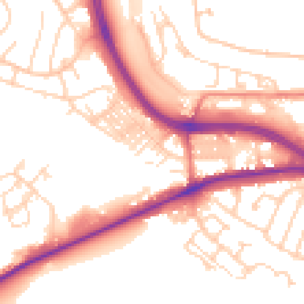 Daytime road noise heatmap for LS12 5HQ