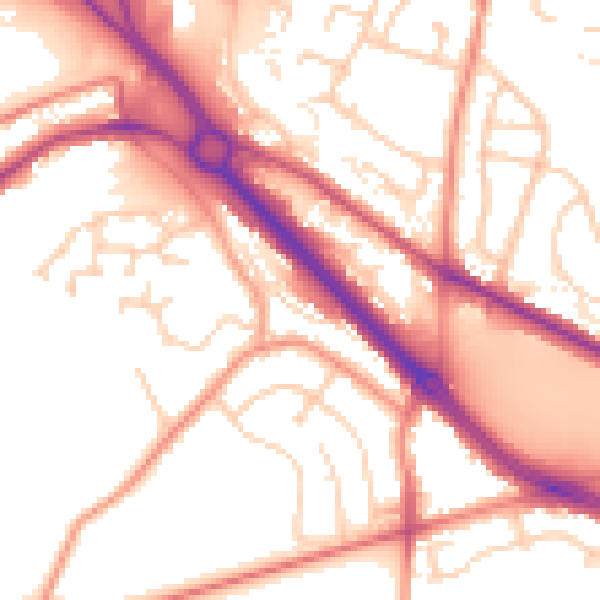 Daytime road noise heatmap for LS12 5LU