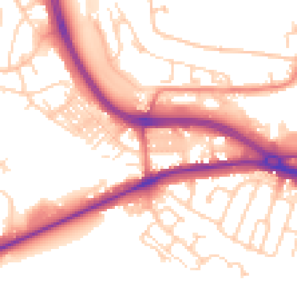 Daytime road noise heatmap for LS12 5NR