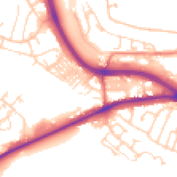 Daytime road noise heatmap for LS12 5NX