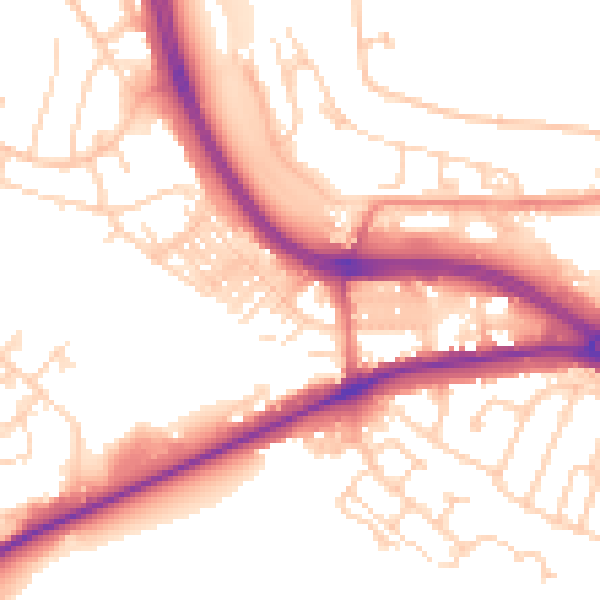 Daytime road noise heatmap for LS12 5NY