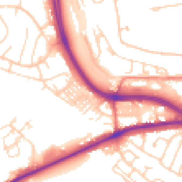 Daytime road noise heatmap for LS12 5PE