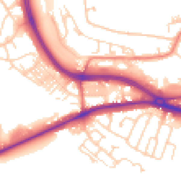 Daytime road noise heatmap for LS12 5PN