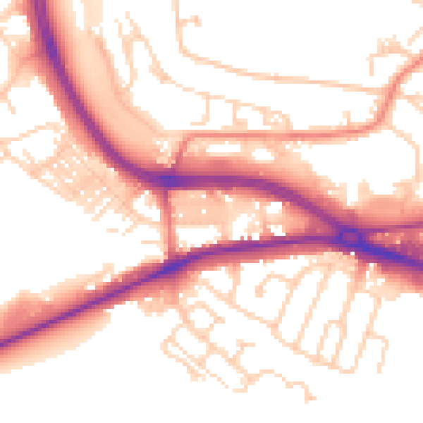 Daytime road noise heatmap for LS12 5PP