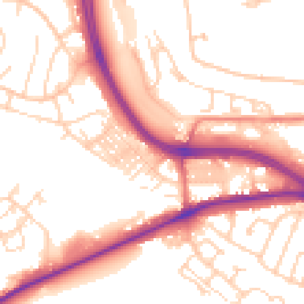 Daytime road noise heatmap for LS12 5PQ