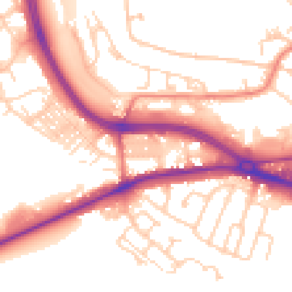 Daytime road noise heatmap for LS12 5PR